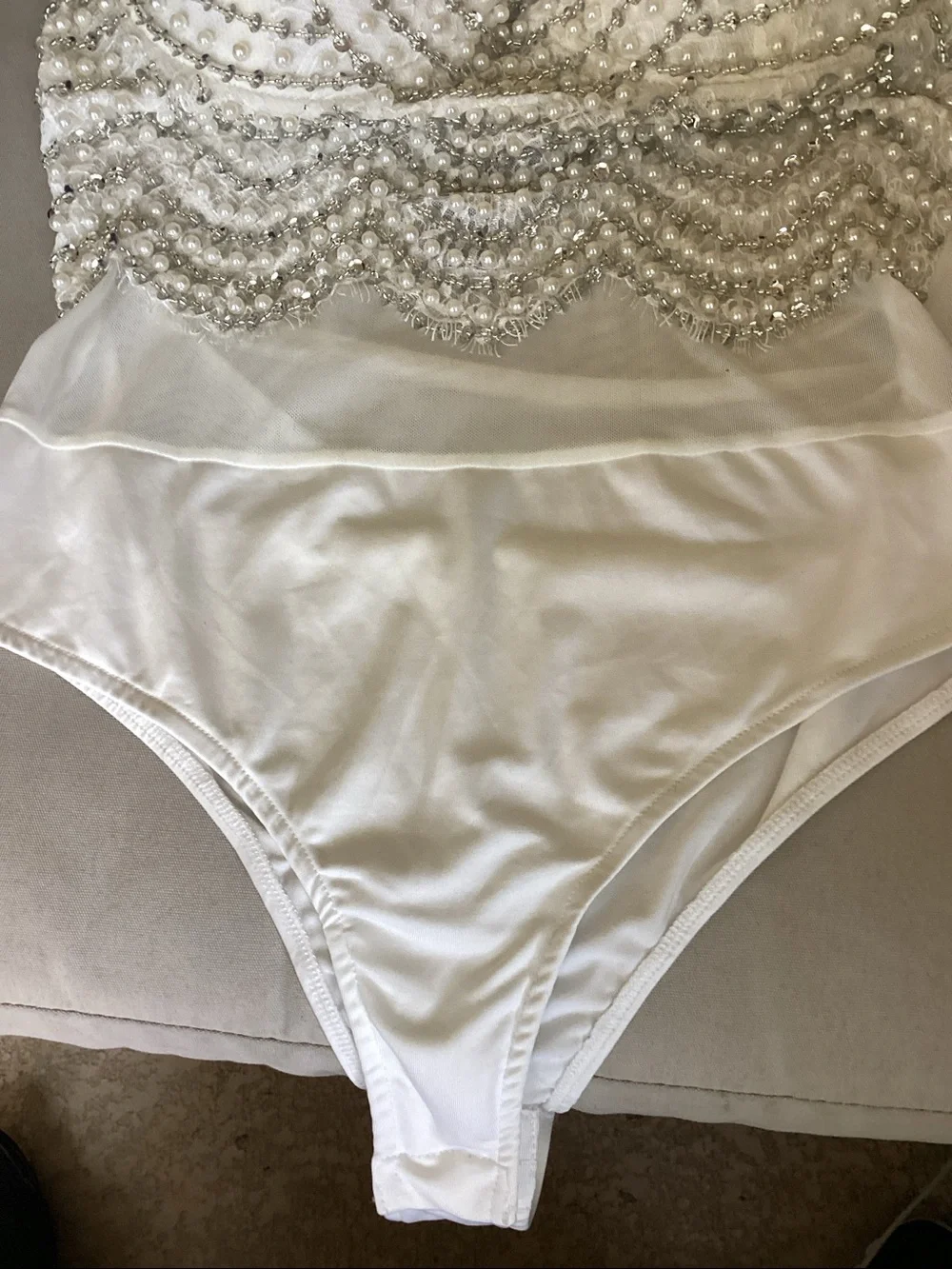 Twisted Angel Windsor Body Suit Faux Pearls Beads Size Medium - Picture 5 of 9
